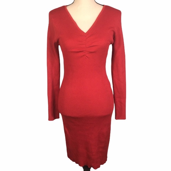 NWT Lulus Ribbed Long Sleeve Bodycon Dress Size L - Picture 5 of 16